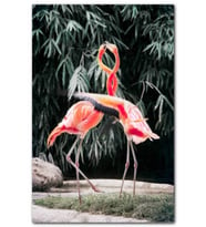 Cakatablo Birbirine Sarılan Pembe Flamingo Kuşu Görseli MDF Tablo