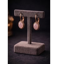 Kadın Bakır Küpe Doğal Pembe Kuvars Taşlı 0tantik Model Saf Bakır Küpe