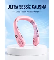 Pembe Şarjlı Boyun Fanı 5 Kademeli Hız Ayarlı Taşınabilir Boyun Tipi Fan