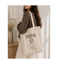 Le Vion coffee kadın - Baskılı Bez Çanta 38x42 cm 170 Gr Omuz Çantası Kadın Alışveriş Çantası