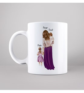 Anne & Çocukları Tasarımlı Kupa Kişiye Özel