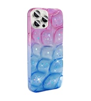 Lexroo iPhone 14 Pro Max Kılıf Simli 3D Desenli Hacar Kılıf - Pembe-Mavi
