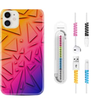 Apple iPhone 11 12 13 Mini Kılıf Kablo Koruma Spiral Silikon Üçgenler 1635