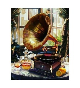 Sarhoş Gramafon Çerçeveli 60x75 Sayılarla Boyama Hobi Seti