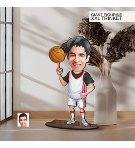 BK Gift Kişiye Özel Basketbol Karikatürlü Büyük Boy Ahşap Biblo-1, Arkadaşa Hediye , Sevgiliye Hediye, Kişiye Özel Biblolar