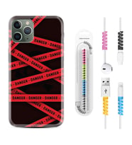 Apple iPhone 11 12 13 14 Pro Max Kılıf Kablo Koruma Spiral Silikon Danger 1372