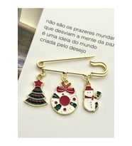 Yılbaşı Temalı Broş İskoç İğnesi Noel Temalı İğne Çengelli İğne Yılbaşı Ağacı Kapı Süsü Kardan Adam (Gold)