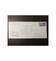 USA Amerikan Pullu 1965 Yılında iadeli Taahhütlü Postadan geçmiş varış damgalı boş Zarf US REGİSTER