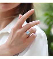 Baget Aquamarine Icecut Taşlı Gümüş Yüzük
