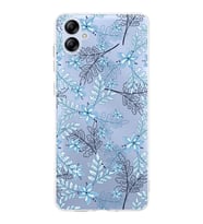 Samsung Galaxy A04e  Kamera korumalı Kapak Floral Mavi Tasarımlı  Şeffaf Kılıf