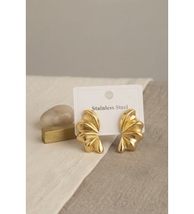 316L Çelik Gold Renk Vintage 3D Dalgalı Model Küpe TJ-BKP12038