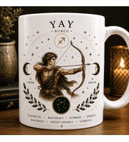 Yay Burcu Temalı Kupa Bardak – Astroloji ve Burç Tasarımlı Seramik Kupa