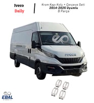 Iveco Daily Krom Kapı Kolu + Çerçeve Seti - 4 Kapı 8 Parça (2014-2025) Paslanmaz Çelik (Gümüş)