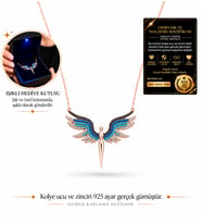 Premium Işıklı Kutuda 925 Ayar Gümüş Zirkon Taşlı Mikail Meleği Kadın Kolye