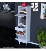 Eliusta Meva 35 cm Sepetli Çok Amaçlı Beyaz Mutfak Kiler Banyo Dolabı 35x163x32 cm
