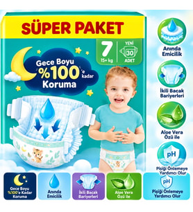 Mey İthalat® Aktif Bebek Süper Paket Bebek Bezi 7 Beden 30 Adet