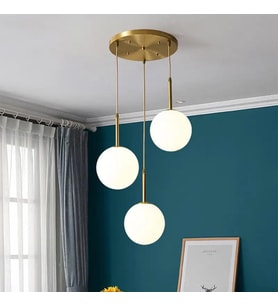 Rsylight Rustik Dekoratif Metal Modern Eskitme Kaplama Opal Camlı 3 lü Avize