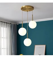 Rsylight Rustik Dekoratif Metal Modern Eskitme Kaplama Opal Camlı 3 lü Avize