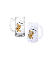 Ghostbastır Design Garfield Kulplu Bira Bardağı Buzlu veya Şeffaf Seçenekli 077