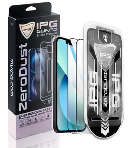 IPG  Zero Dust, iPhone 13 / 13 Pro / 14 için Toz Önleyici Aplikatörlü Temperli Cam Koruma (2 Adet) (Şeffaf)