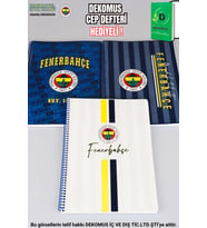 "DEKOMUS CEP DEFTERİ HEDİYELİ" LİSANSLI FENERBAHÇE"TEKLİ" SPIRALLI KARELİ A4 KARTON KAPAK 72 YAPRAK DEFTER