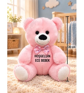HOŞGELDİN BEBEK İSİM BASKILI ÖZEL PELUŞ 30 CM