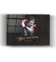 Cam Tablo - Atatürk Türk Bayrağı - Duvar Tablosu - Ofis Dekorasyon - Duvar Dekorasyonu - Türk Bayrağı - Atatürk - Atatürk İmza - Hediye (Siyah - Beyaz)