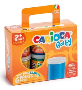 Carioca Baby Yıkanabilir Parmak Boyası 6 Renk x 80 ml. 2+ Yaş 