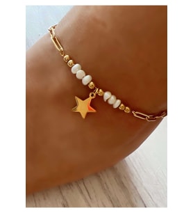 GOLD RENK İNCİLİ YILDIZ ÇELİK HALHAL 21+5 CM ACR7669