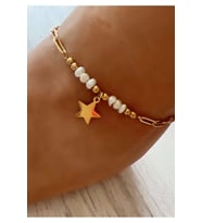 GOLD RENK İNCİLİ YILDIZ ÇELİK HALHAL 21+5 CM ACR7669