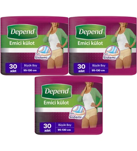 Depend Emici Külot Hasta Bezi Large - Büyük Kadın 90 Adet (3PK*30)