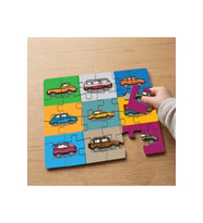 Küçük Renkli Arabalar Tasarımlı 24 Parça Ahşap Çocuk Puzzle MPK0261