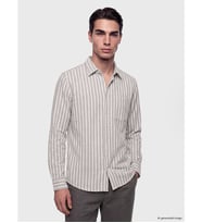 LCWAIKIKI Classic Gri Regular Fit Çizgili Poplin Erkek Gömlek