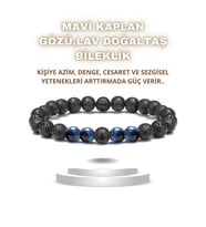 Kaplan, Lav Doğal Taş Bileklik 1. Sınıf Kalite ( Azim, Denge, Cesaret )