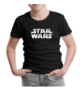 Star Wars - Logo Metalik Siyah Çocuk Tshirt