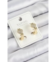 Xuping Zirkon Taşlı Kalp Model Gold Renk Kadın Küpe 5886