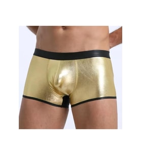Fantezi Deri Görünümlü Altın Erkek Boxer - Fantezi Tanga BC4604
