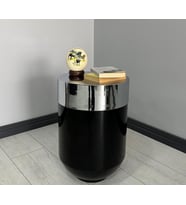Dekoratif Krom Darbuka Parlak Siyah Sehpa 60cm