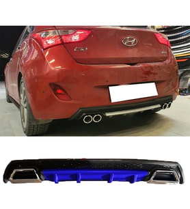 Hyundai i30 Mavi Difüzör Çiftli Kare Egzoz Görünümlü D Tip Difizör 2007 - 2021