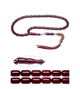 Sertifikalı Bordo Renkli Sıkma Kehribar Tesbih (Çok Renkli)