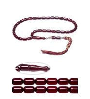 Sertifikalı Bordo Renkli Sıkma Kehribar Tesbih (Çok Renkli)