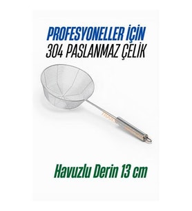 Modacar Derin Kevgir Havuzlu Süzgeç 304 Paslanmaz Çelik 13 cm