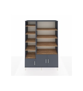 Hyperion Dolap 10 Raflı 3 Kapaklı 132x44x195 Antrasit-Antrasit/Çam