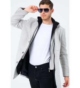PLT8395 DEWBERRY BATTAL PALTO-DESENLİ BEJ