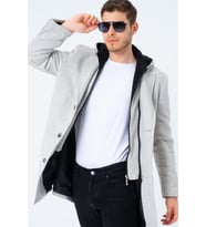 PLT8395 DEWBERRY BATTAL PALTO-DESENLİ BEJ