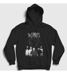 Presmono Unisex Siyah Band In Flames Kapüşonlu Sweatshirt 83497tt