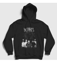 Presmono Unisex Siyah Band In Flames Kapüşonlu Sweatshirt 83497tt