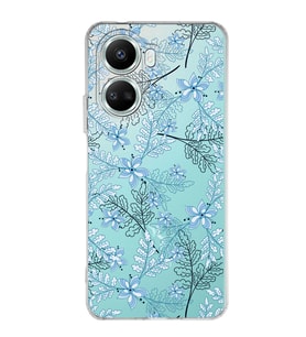 Huawei Nova 10 Se Uyumlu Kapak Floral Mavi Tasarımlı Şeffaf Silikon Kılıf