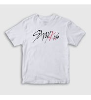 Presmono Unisex Çocuk Beyaz Logo Stray Kids T-Shirt 122699tt (Beyaz)