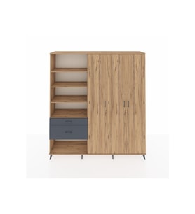 Hyperion Dolap 16 Raflı 2 Çekmeceli 3 Kapaklı 220x44x243 Çam-Çam/Antrasit